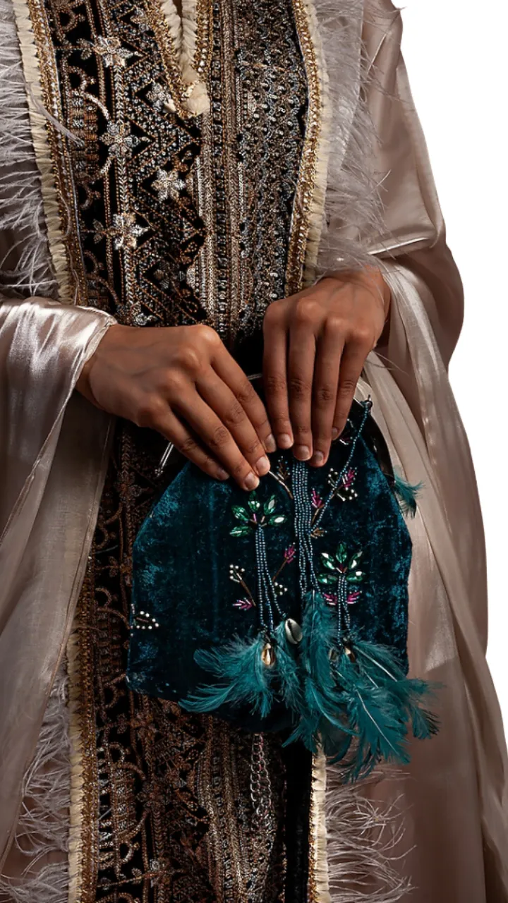Shimmer Beige Kaftan Dress