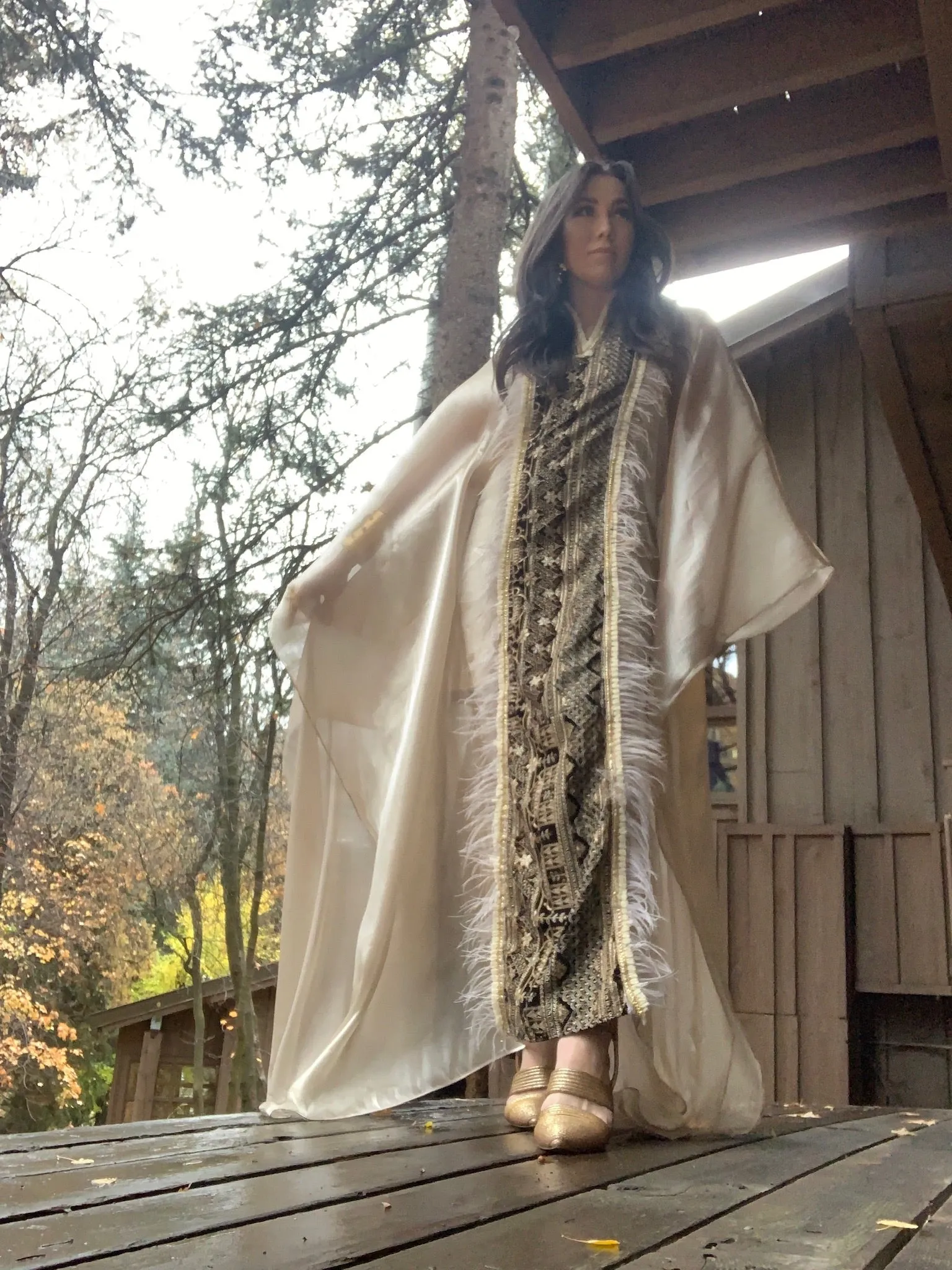 Shimmer Beige Kaftan Dress