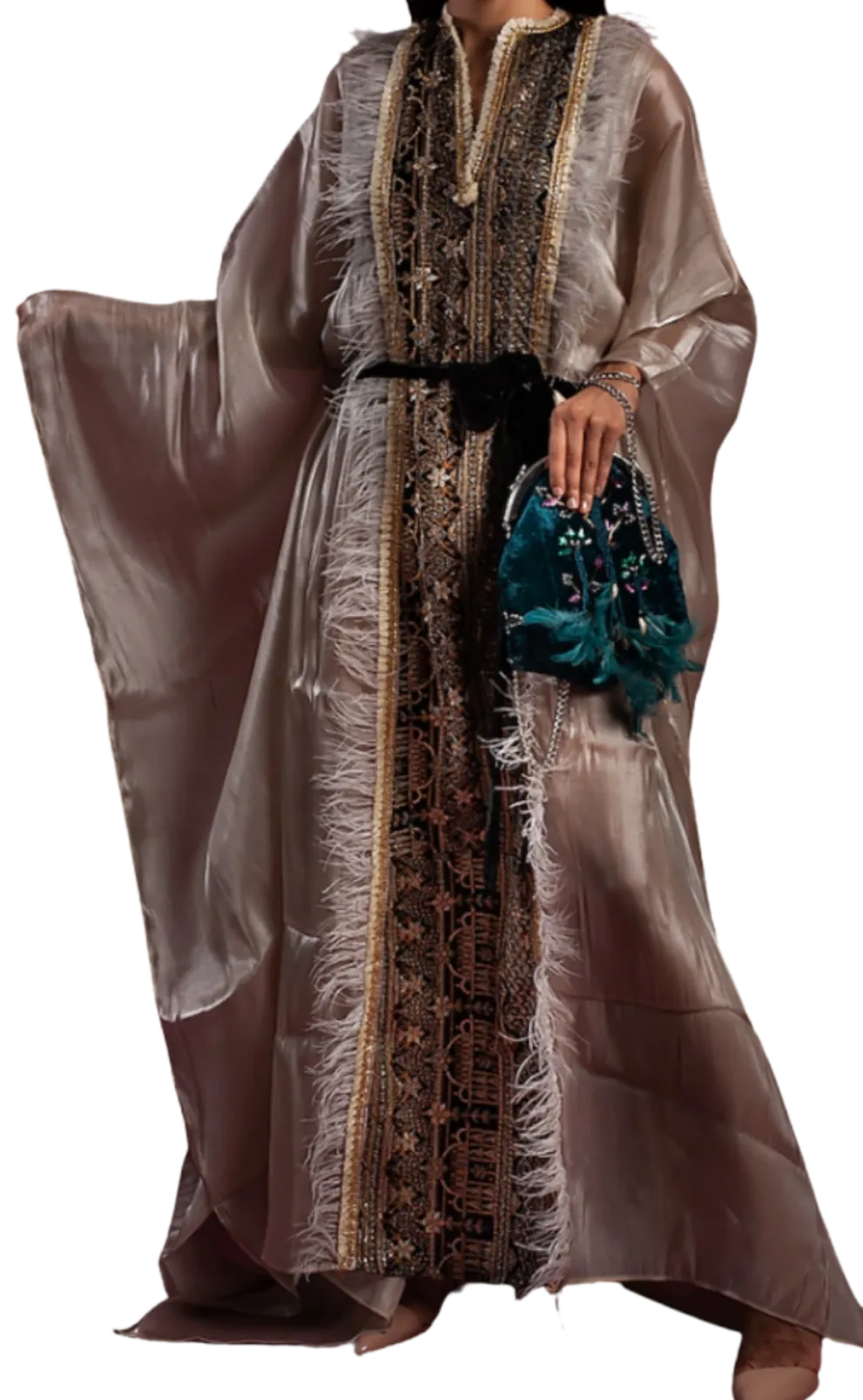 Shimmer Beige Kaftan Dress