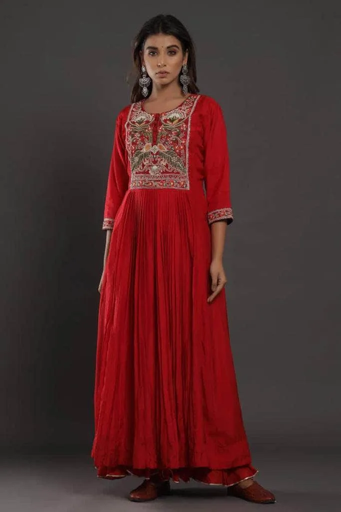Silk Anarkali Suit with embroidery