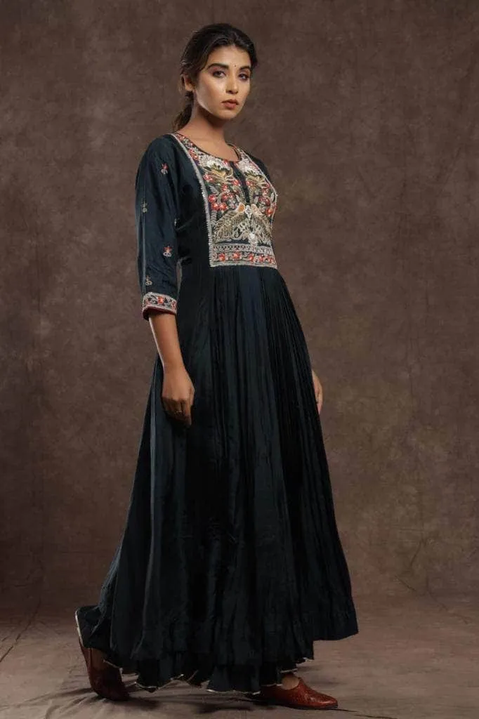 Silk Anarkali Suit with embroidery