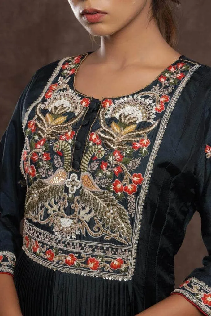 Silk Anarkali Suit with embroidery
