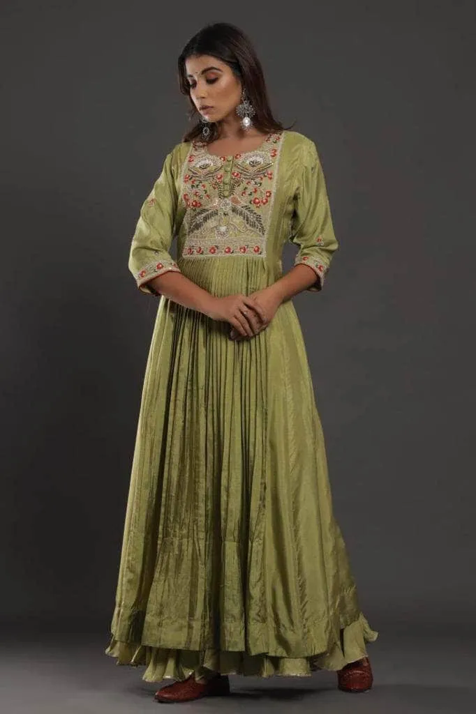 Silk Anarkali Suit with embroidery