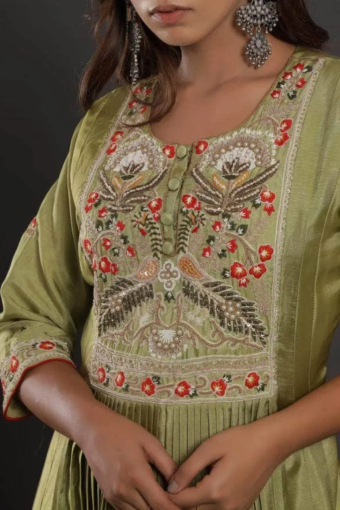 Silk Anarkali Suit with embroidery