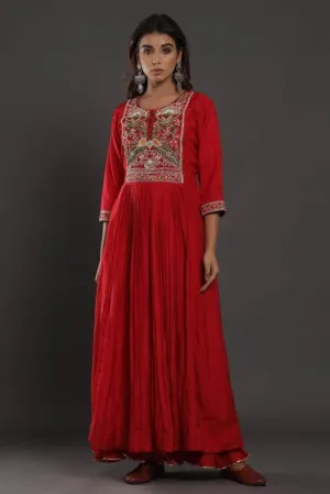 Silk Anarkali Suit with embroidery
