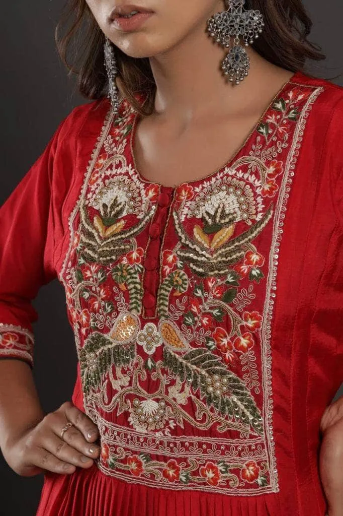 Silk Anarkali Suit with embroidery