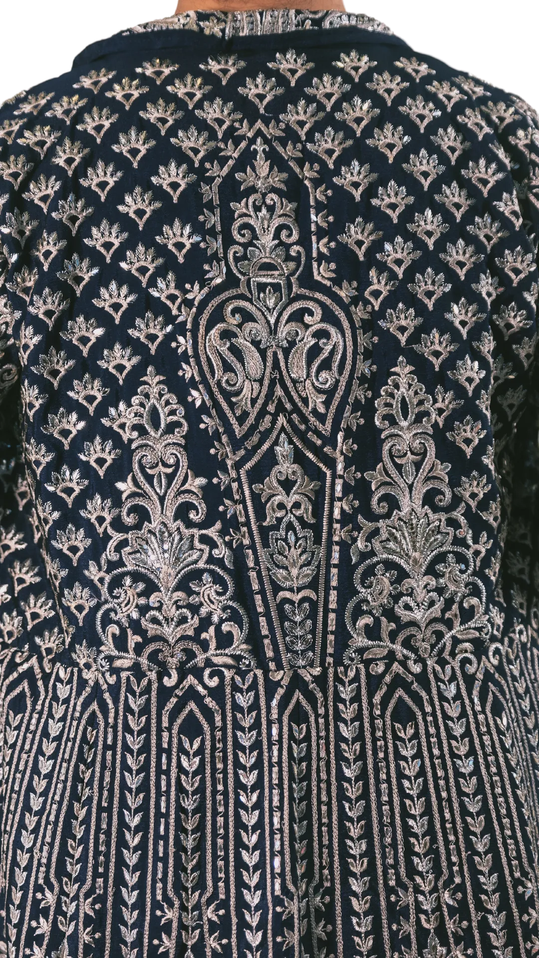 Silver and Navy Embroidered Jacket with Anarkali