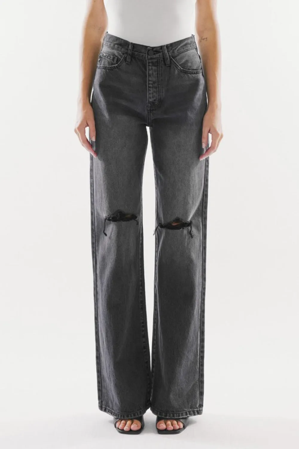 Simone High Waist Distressed Knee Jeans