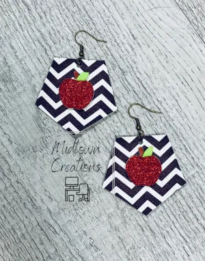 Single Layer Hexagon Striped-Apple Earrings