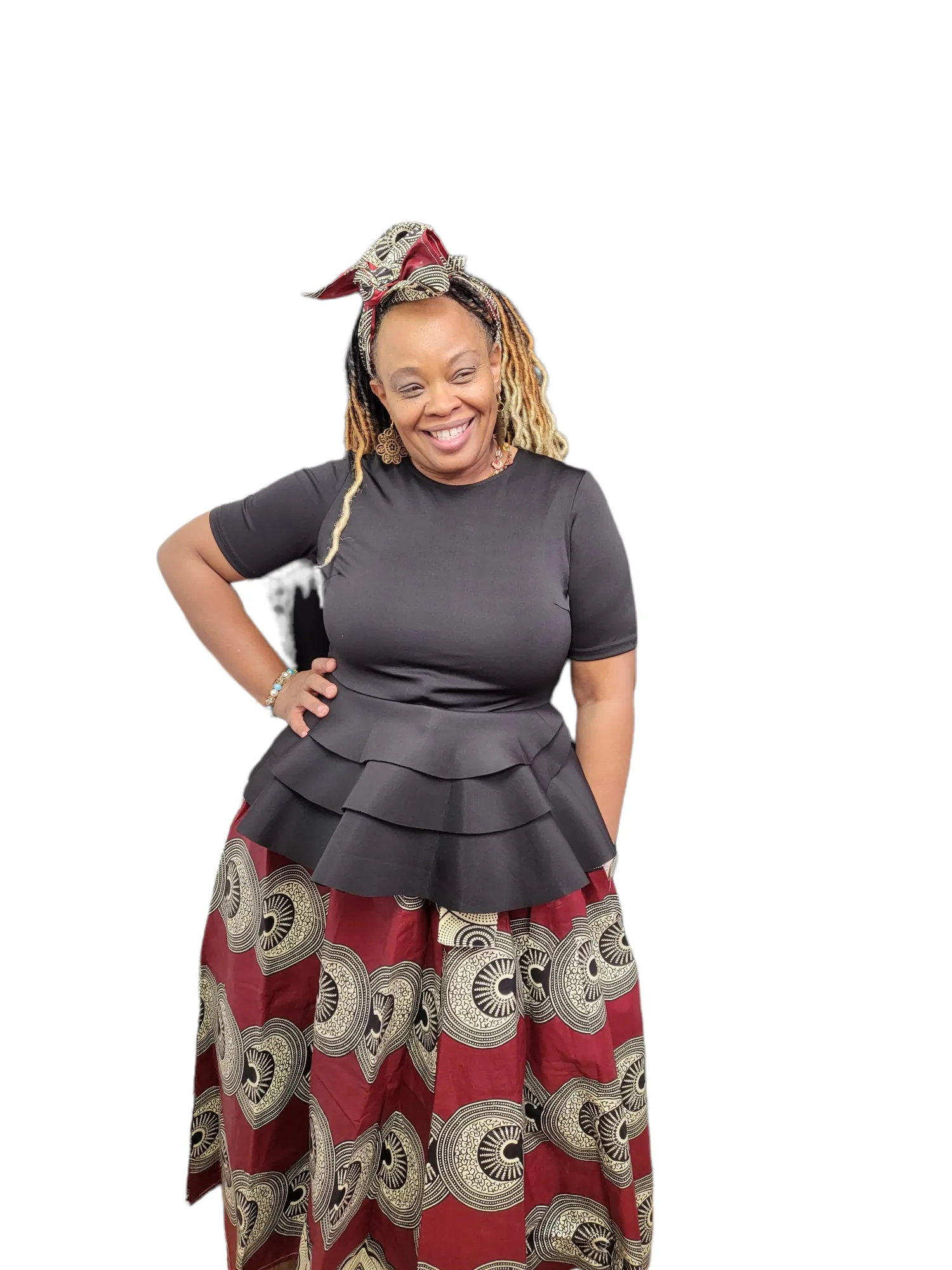 Skirt-2pc Long African Print