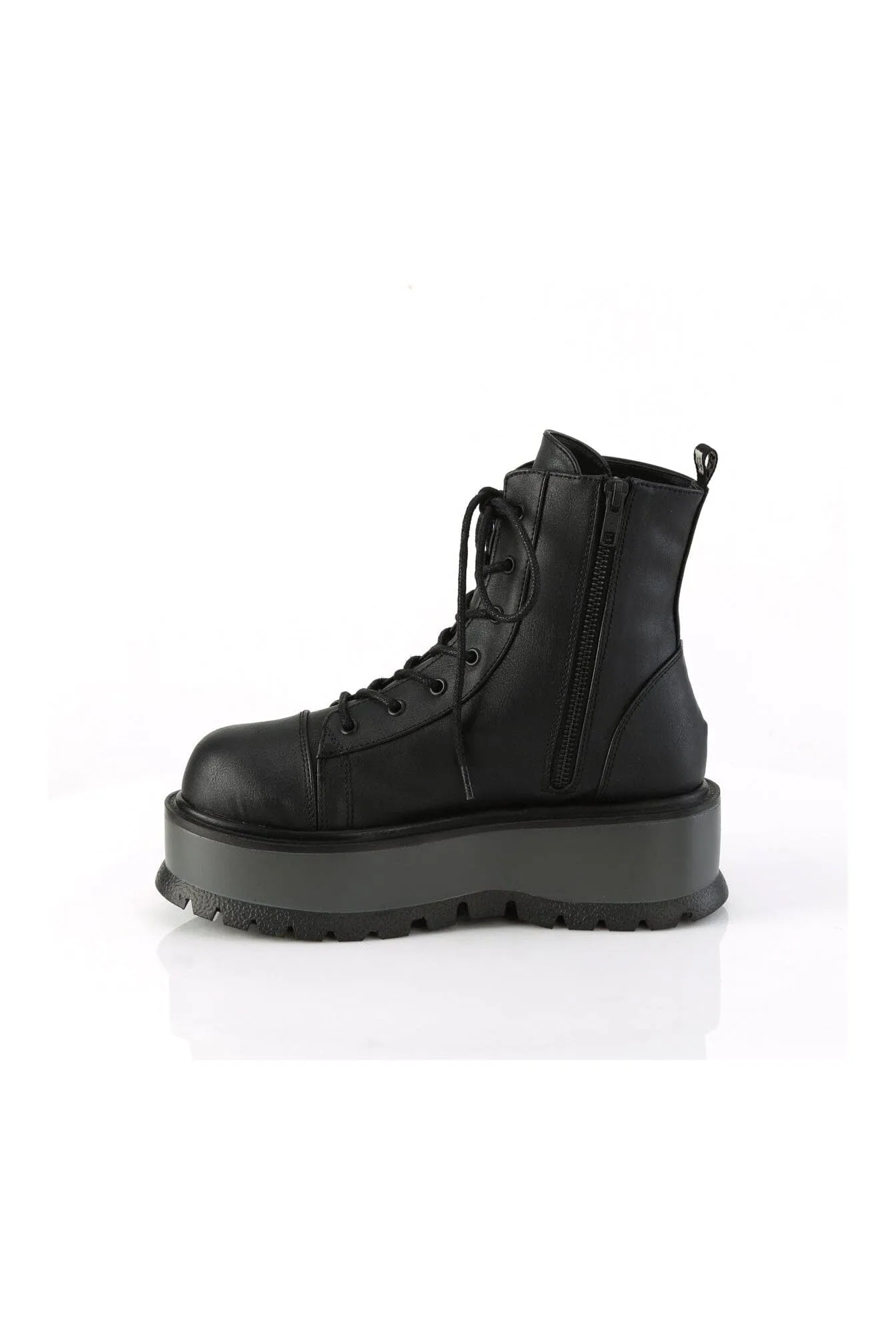 SLACKER-55 Black Vegan Leather Ankle Boot