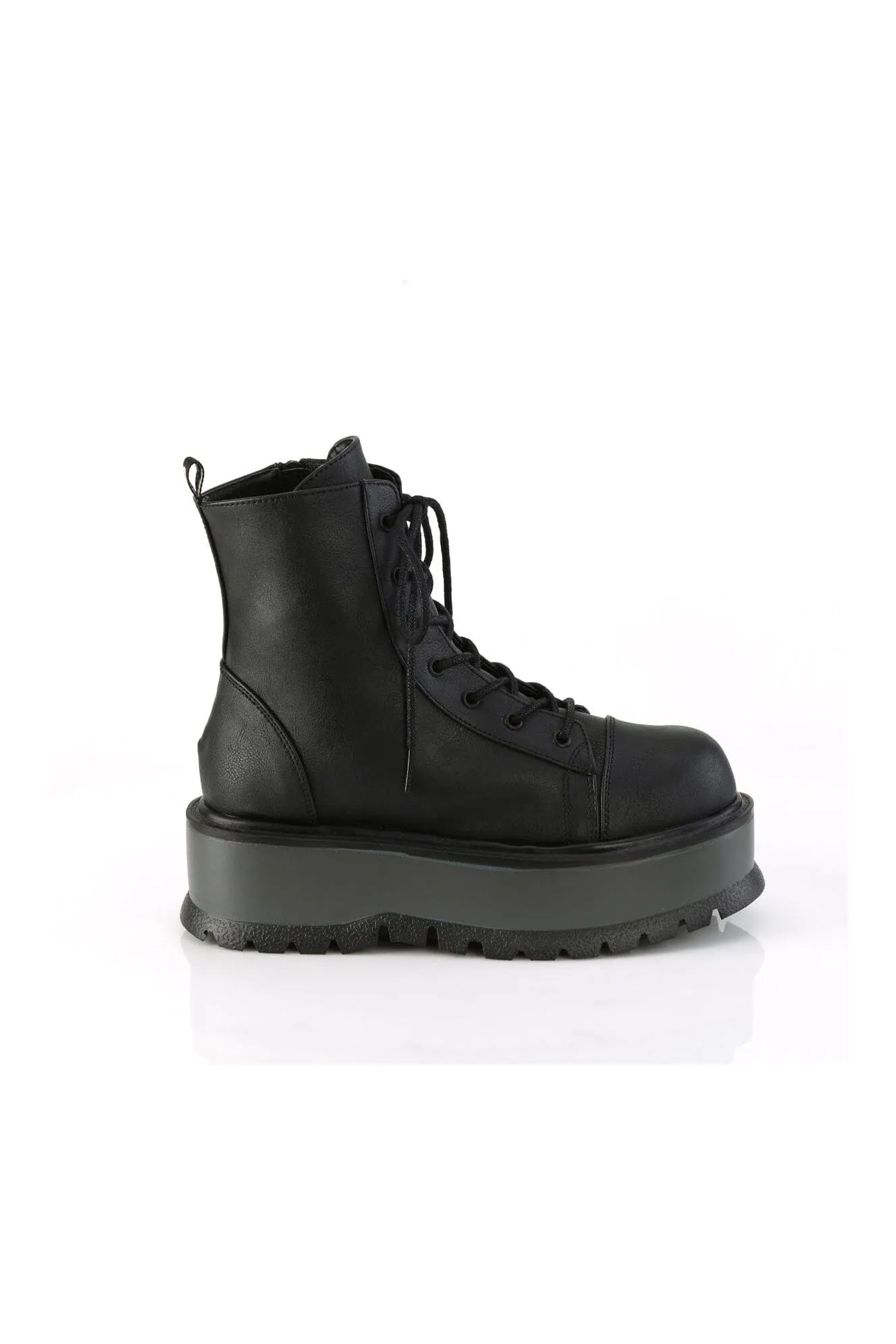 SLACKER-55 Black Vegan Leather Ankle Boot