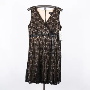 Sleeveless Black Floral Lace Dress w/ Satin Bow Accent Pin Up Fairy Romantic 18