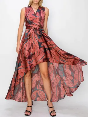 SLEEVELESS LEAF PRINT Dress