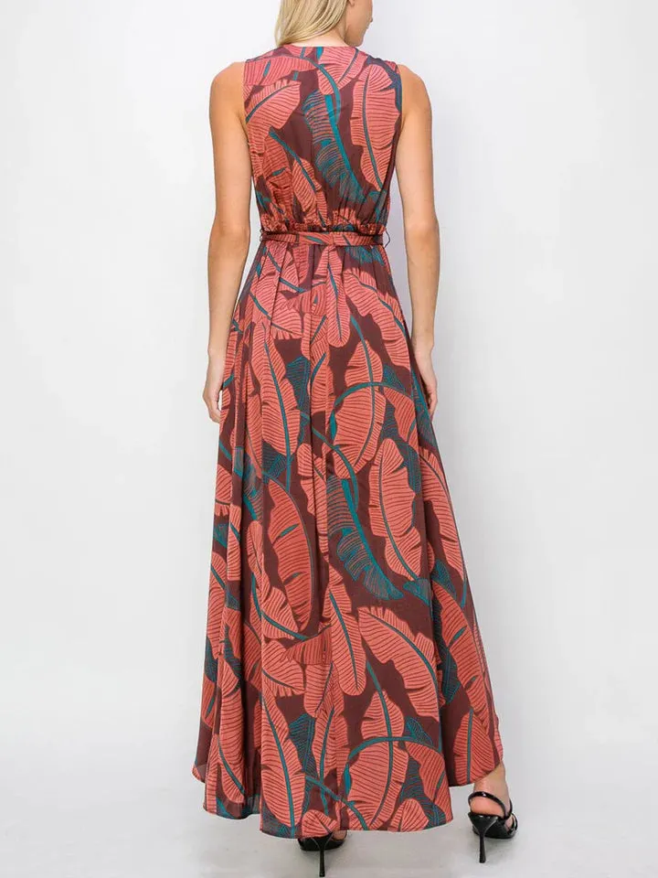 SLEEVELESS LEAF PRINT Dress