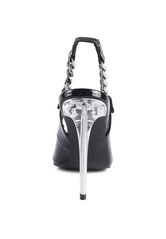 Slingback 4" High Heel Point Toe Sandals