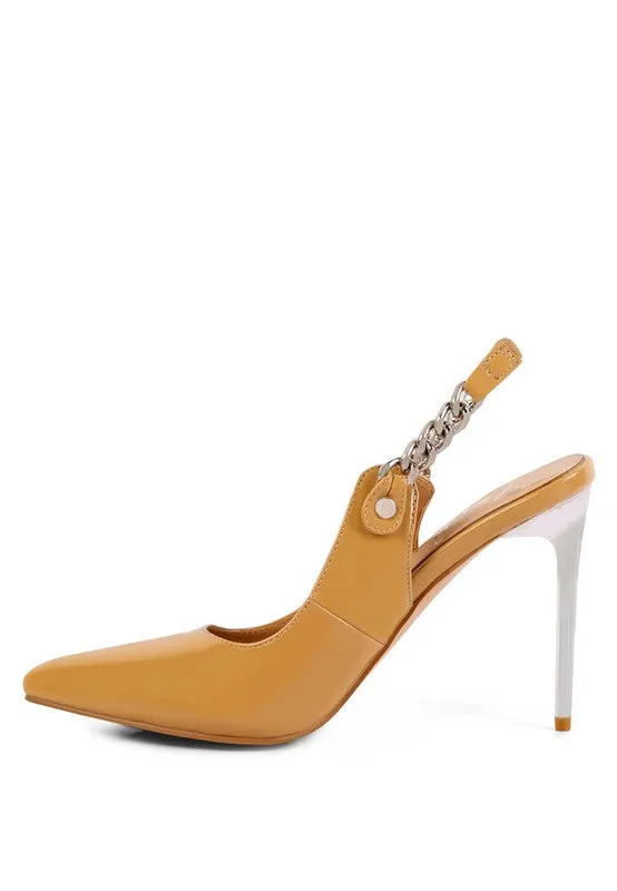 Slingback 4" High Heel Point Toe Sandals