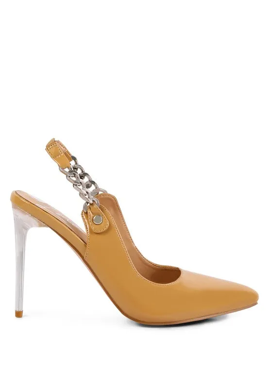 Slingback 4" High Heel Point Toe Sandals
