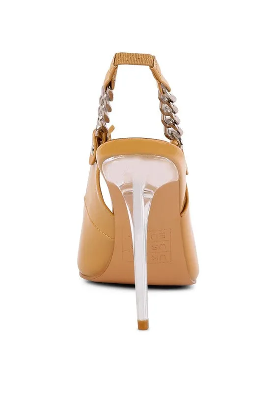 Slingback 4" High Heel Point Toe Sandals