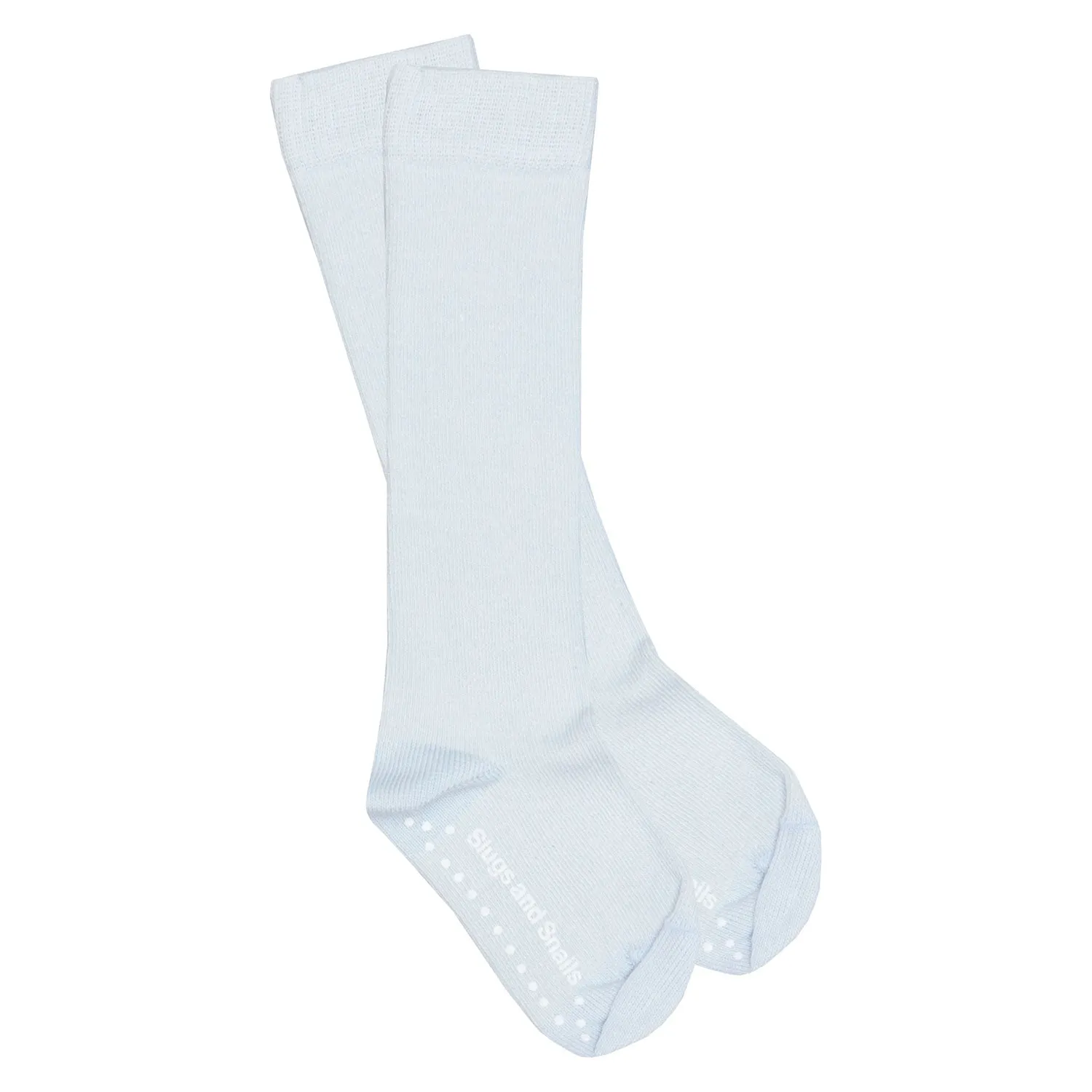 Slugs & Snails Block Colour Knee Socks - Pale Grey