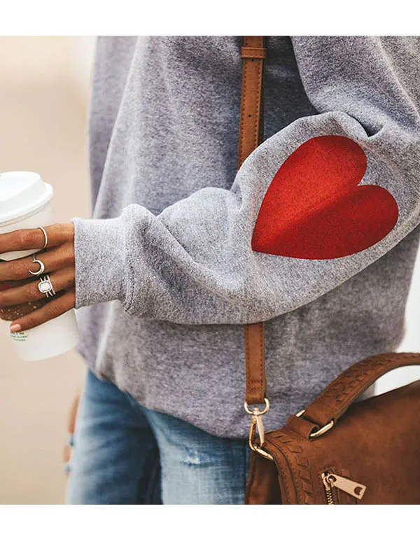 Smile Print Crew Neck Casual Sweatshirt
