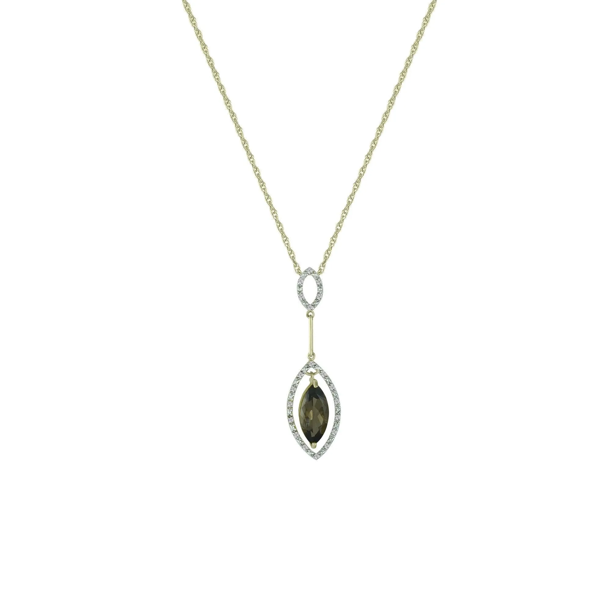 Smokey Quartz and Diamond Accent Drop Pendant in 10K Gold