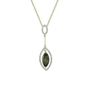 Smokey Quartz and Diamond Accent Drop Pendant in 10K Gold