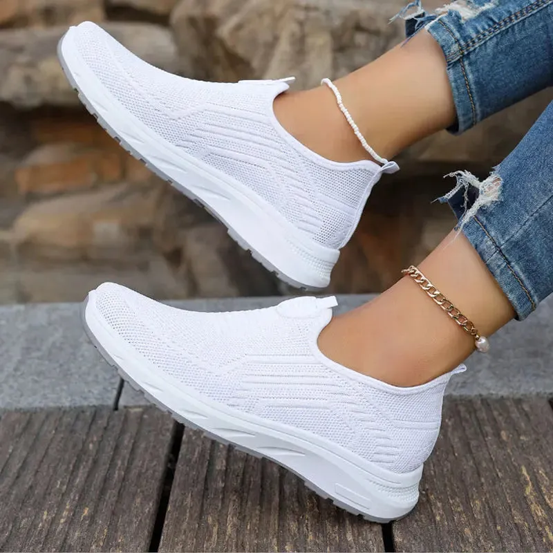 Sneaker Loafers - Tennis Femimino Ladies Slip-On, Breathable Sports Shoes, Designer Barefoot Ballet Flats for Women