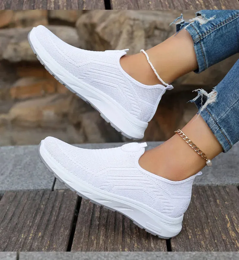 Sneaker Loafers - Tennis Femimino Ladies Slip-On, Breathable Sports Shoes, Designer Barefoot Ballet Flats for Women