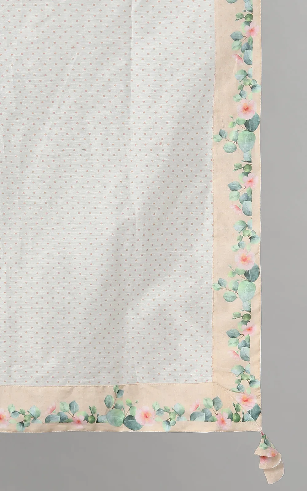 SOFT BEIGE HIBISUS PARALLET YOKE KURTA