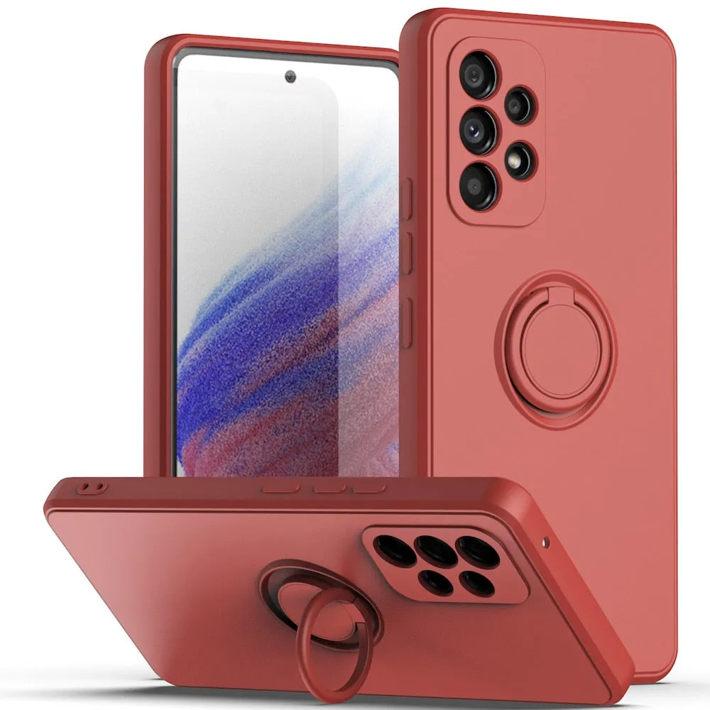 Soft Silicone Case For Samsung Galaxy With Ring Holder Kickstand