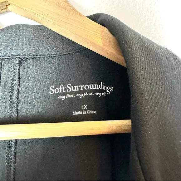 Soft Surroundings Black Ponte Knit Open Front Sweater Jacket sz 1X