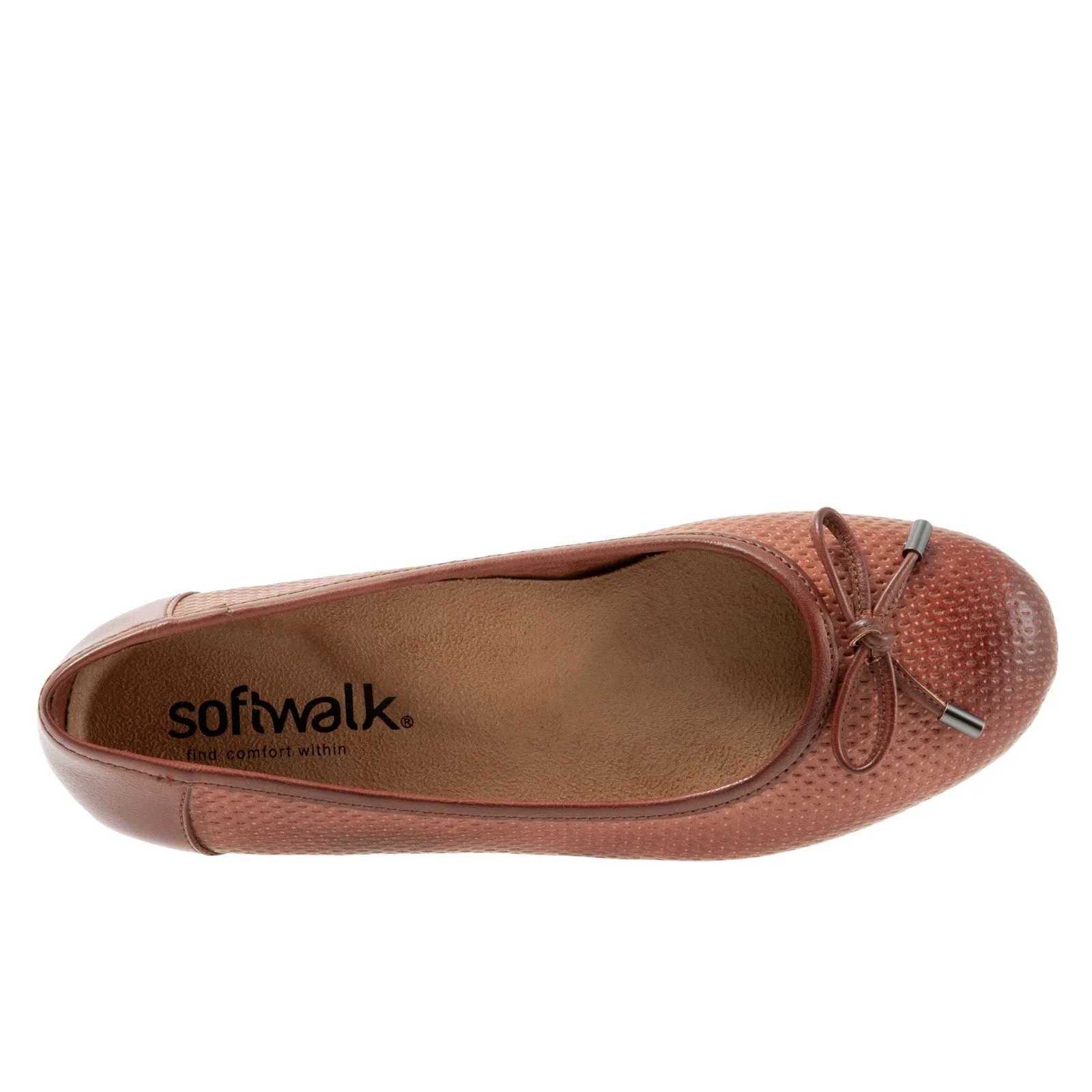 Softwalk Napa Embossed S1864-264 Womens Brown Extra Wide Ballet Flats Shoes