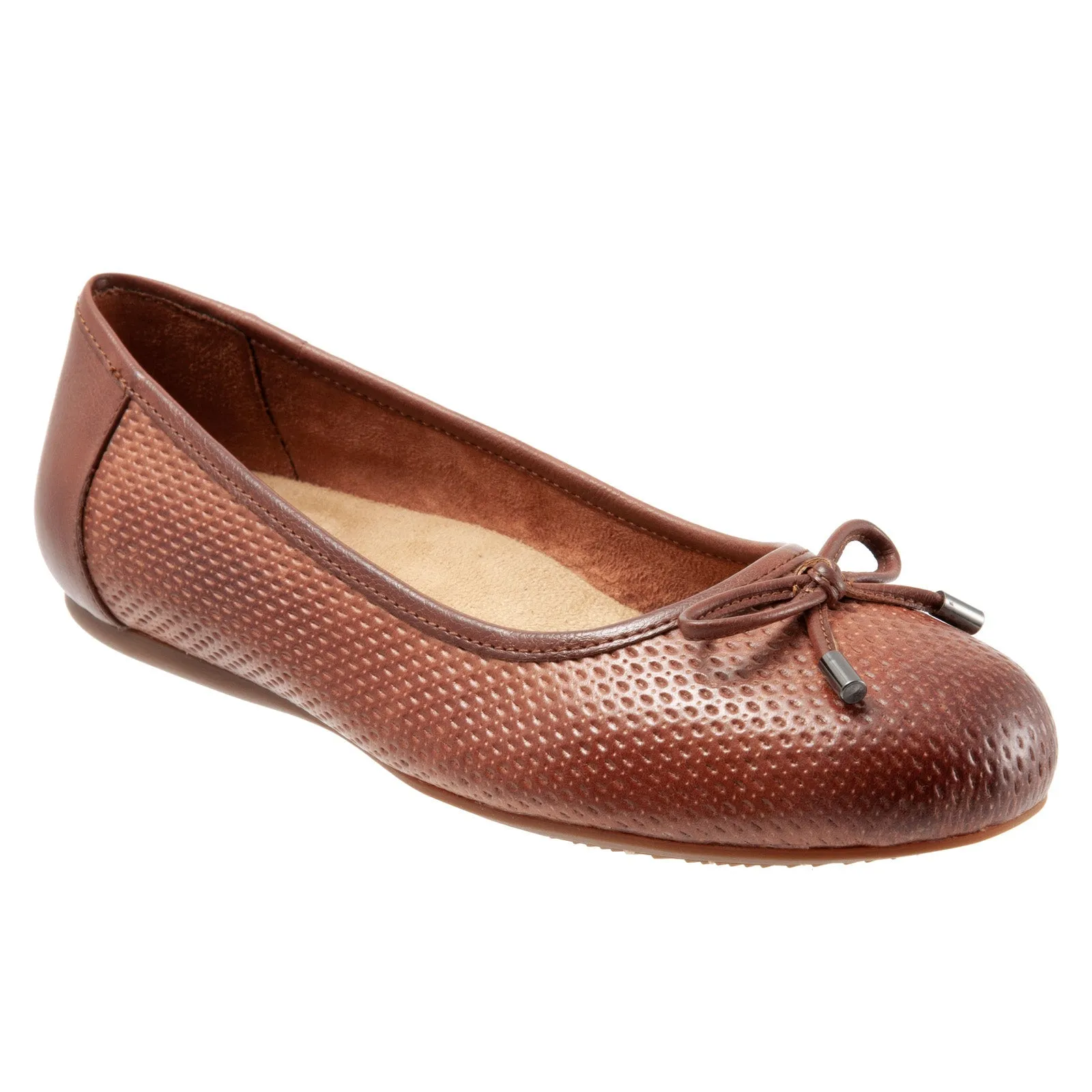 Softwalk Napa Embossed S1864-264 Womens Brown Extra Wide Ballet Flats Shoes