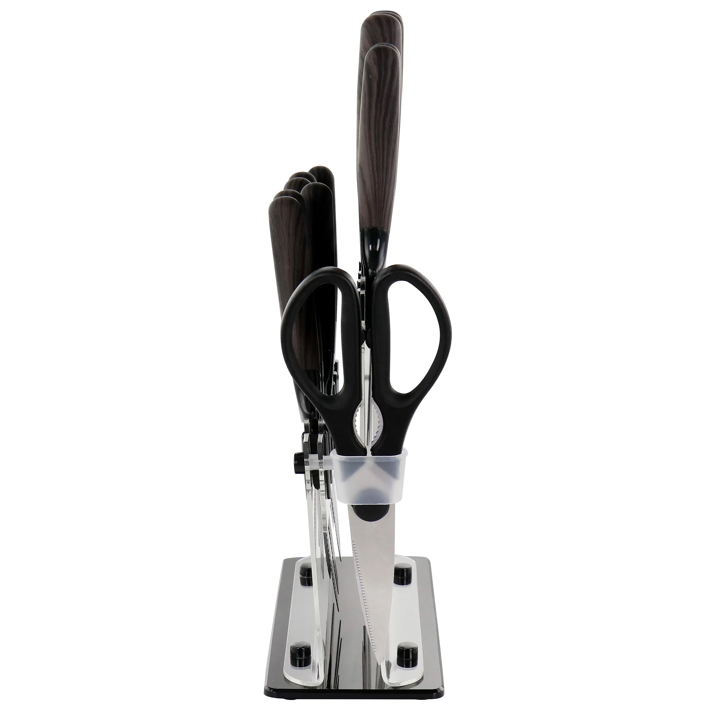 Soho Lounge 13 Piece Cutlery Set with Acrylic Knife Stand in Brown