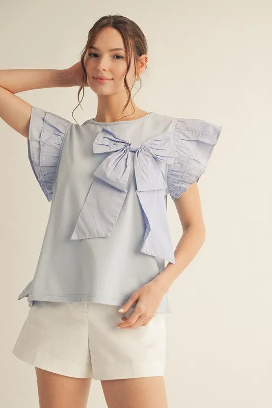 Solid Big Bow Tie Top