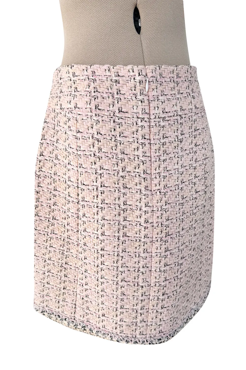 Spring 2014 Chanel by Karl Lagerfeld Runway Look 7 Pink Tweed & Silver Detailed Skirt