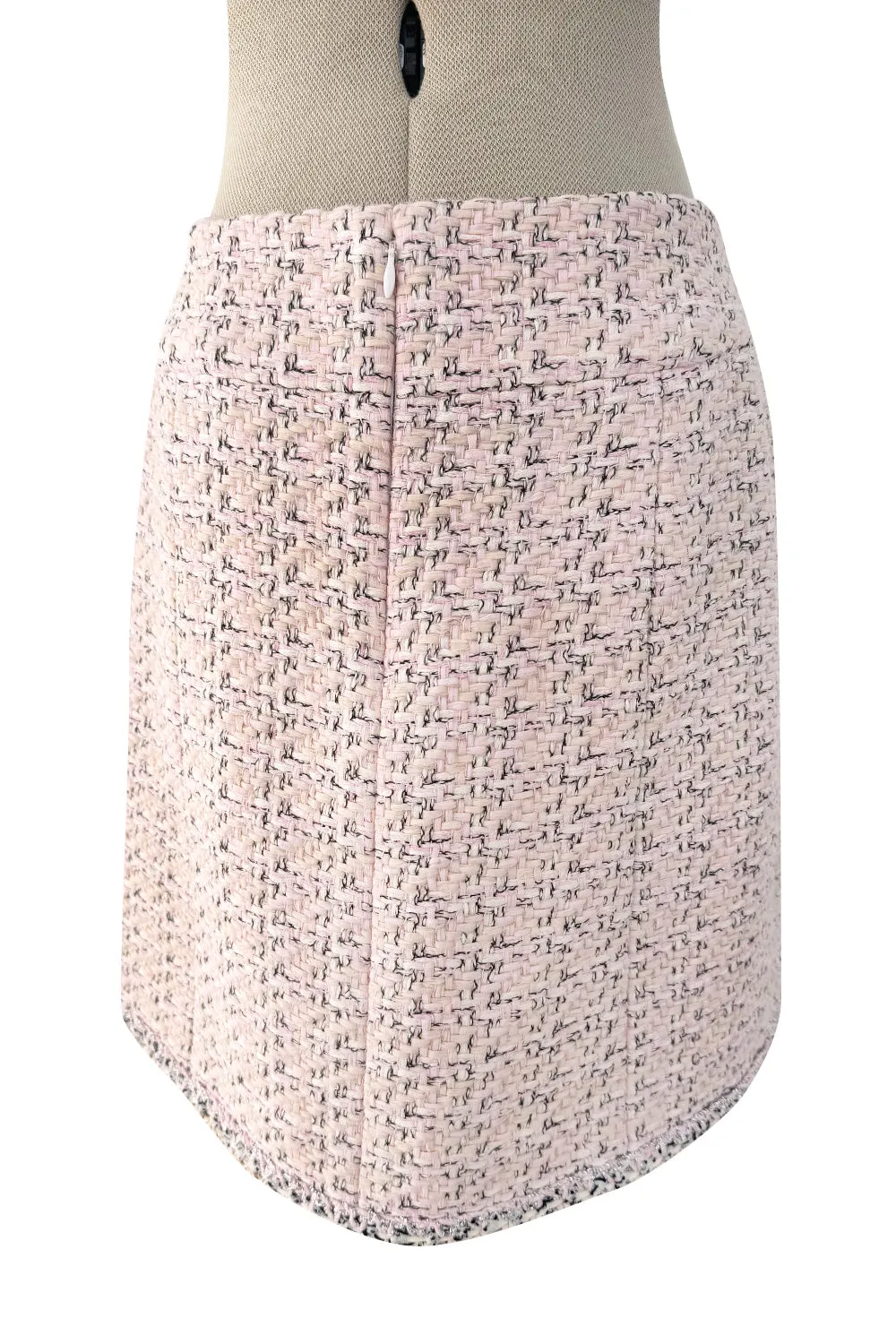 Spring 2014 Chanel by Karl Lagerfeld Runway Look 7 Pink Tweed & Silver Detailed Skirt