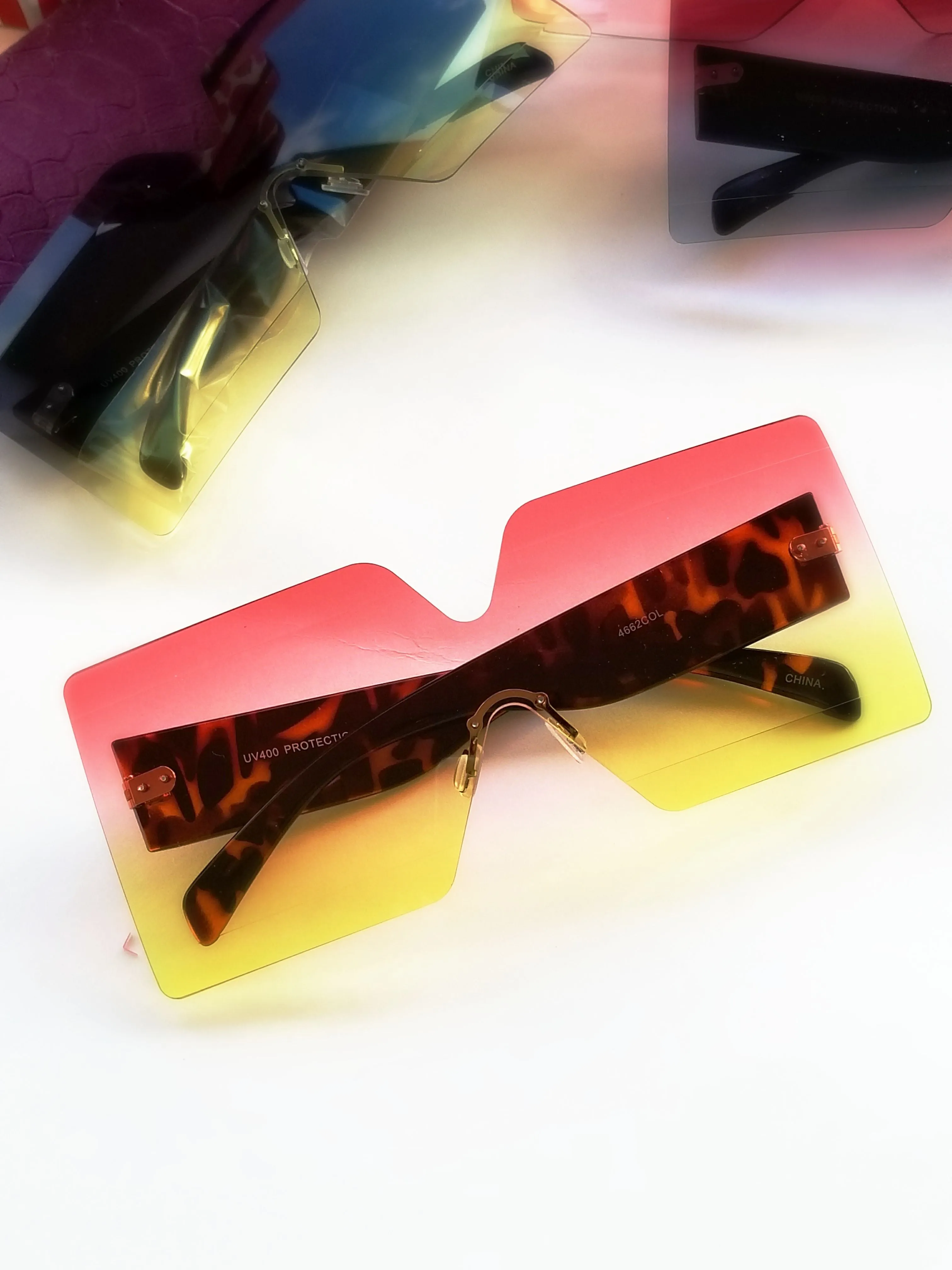 Square Rimless Ombre Sunglasses
