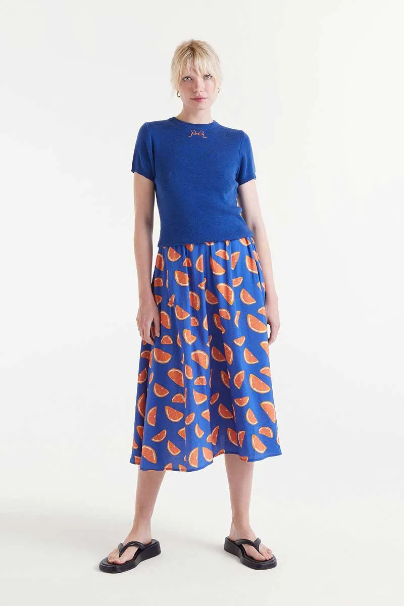 S/S Bow Embellished Sweater - Blue