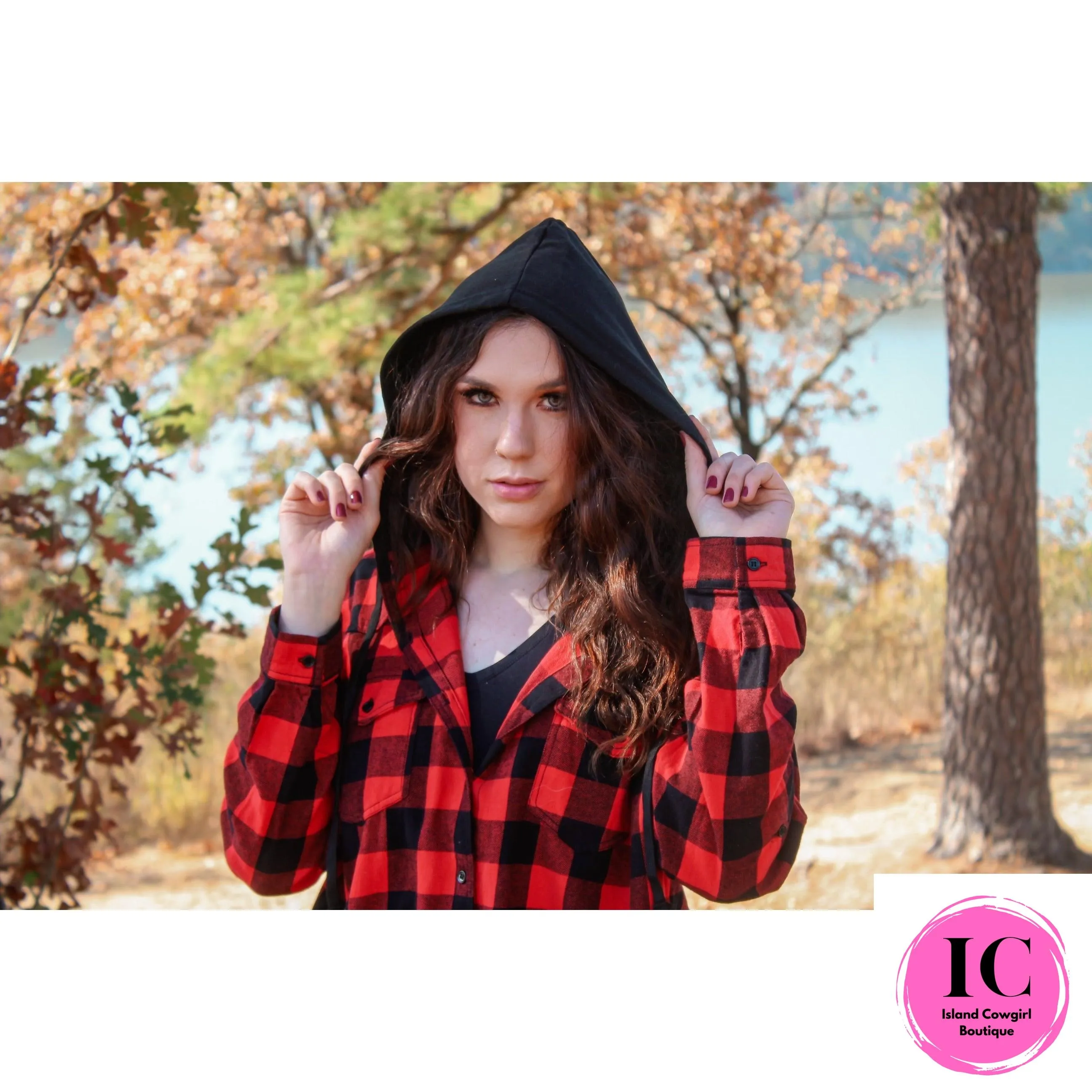 Stay Here Red Buffalo Plaid Button Down Shacket