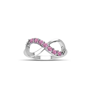 Sterling Silver Created Pink Sapphire Infinity Ring