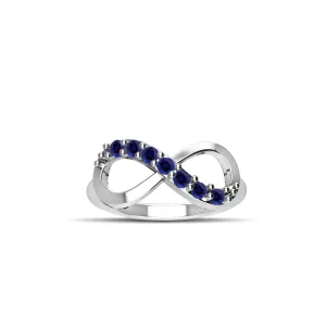 Sterling Silver Created Sapphire Infinity Ring