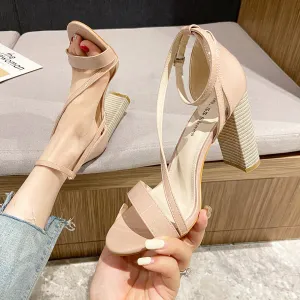 Stiletto Block-heel Open-toe High-heel Sandals