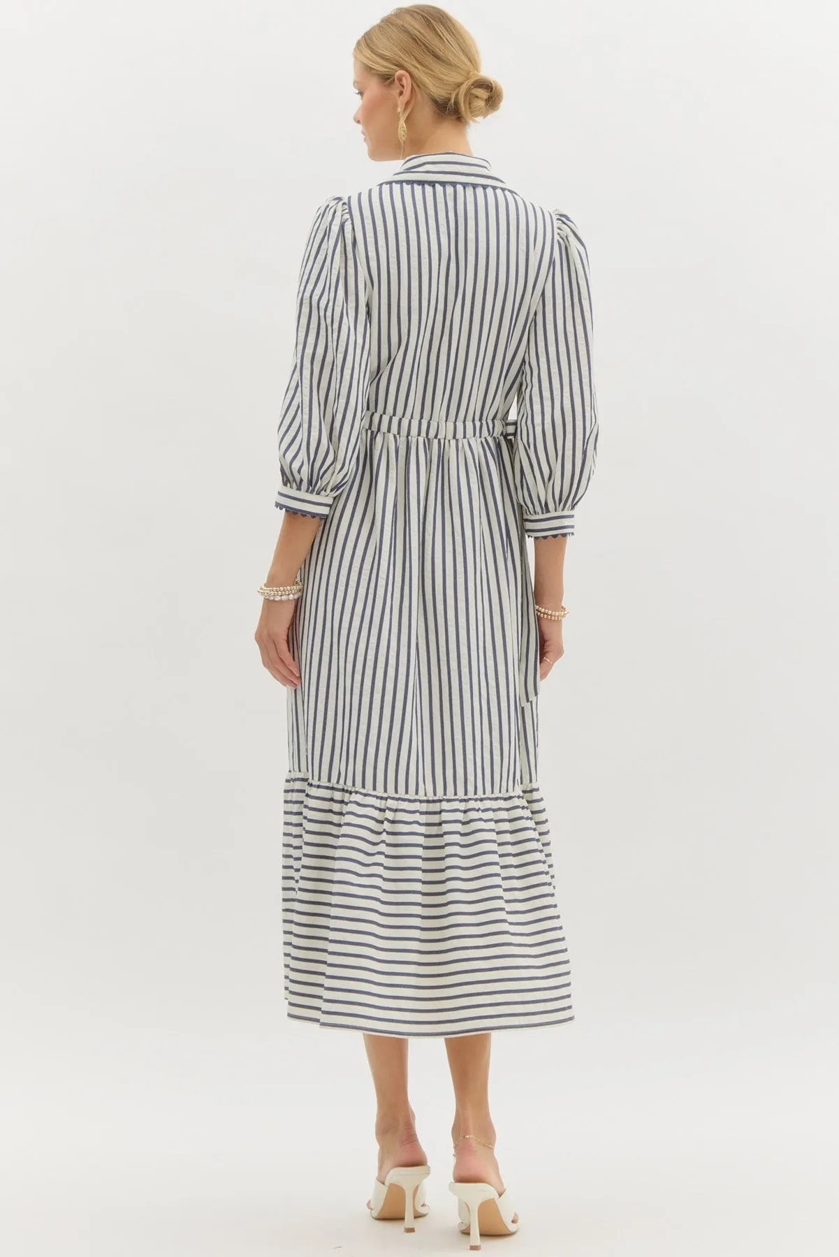 Striped Bow Tied Maxi Dress {Navy}