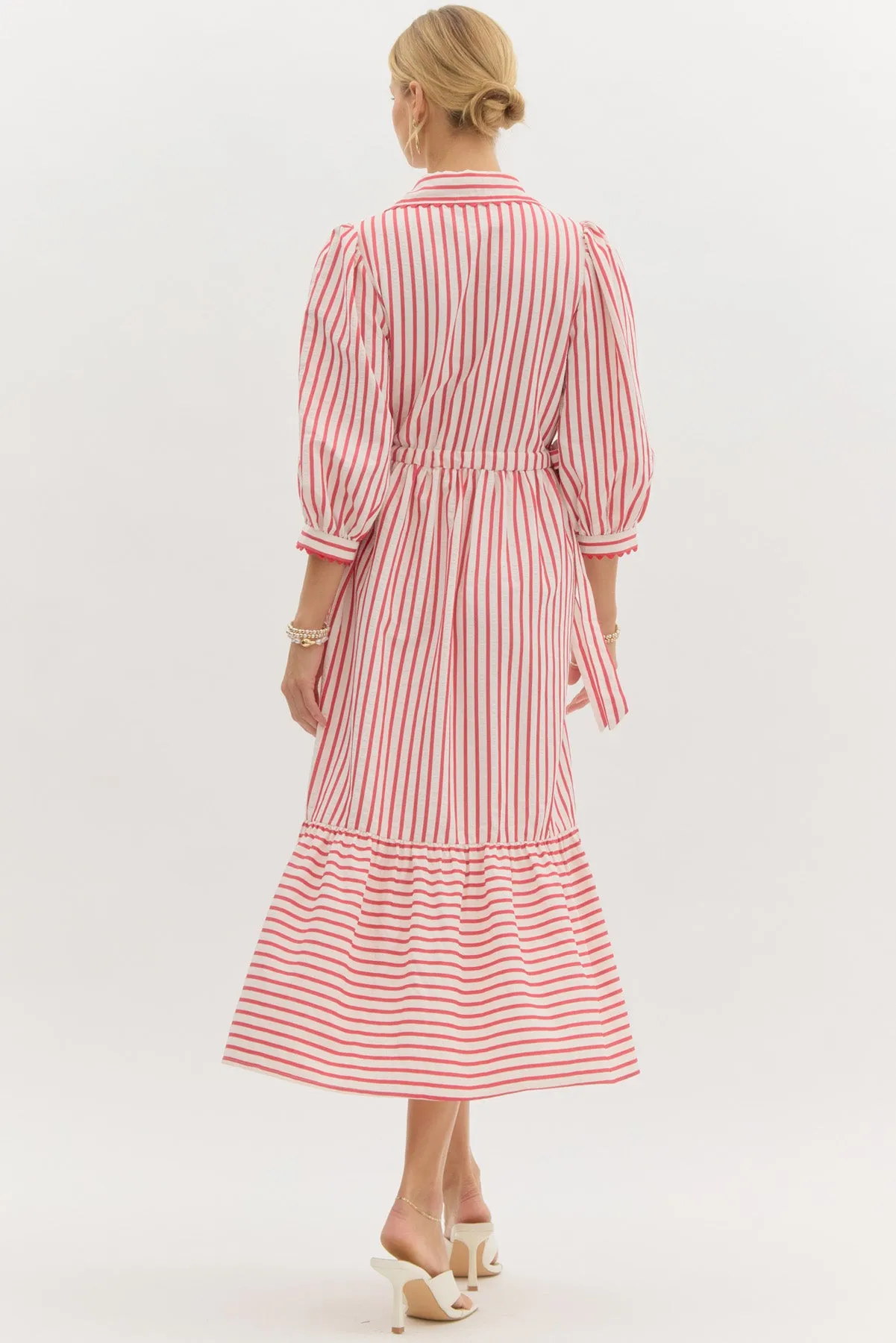 Striped Bow Tied Maxi Dress {Red}