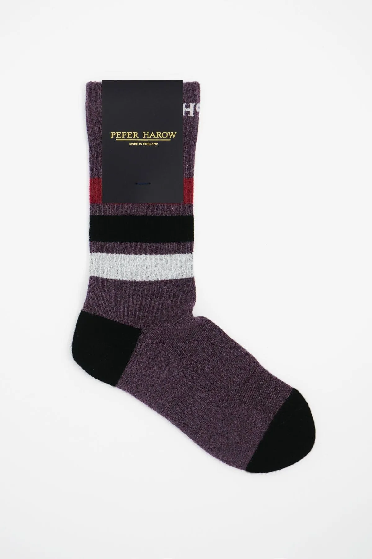 Striped Organic Women's Sport Socks Bundle - White & Mauve