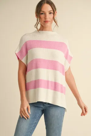Striped Print Slay Sleeves Knit Top