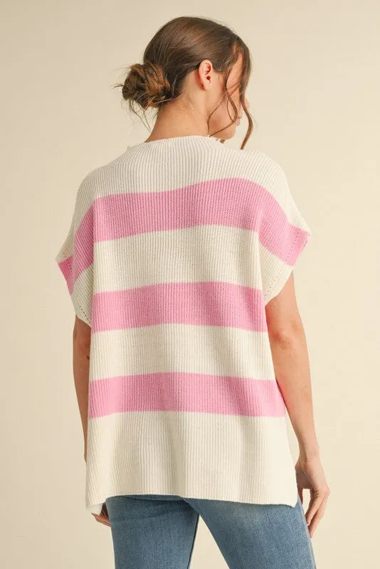 Striped Print Slay Sleeves Knit Top