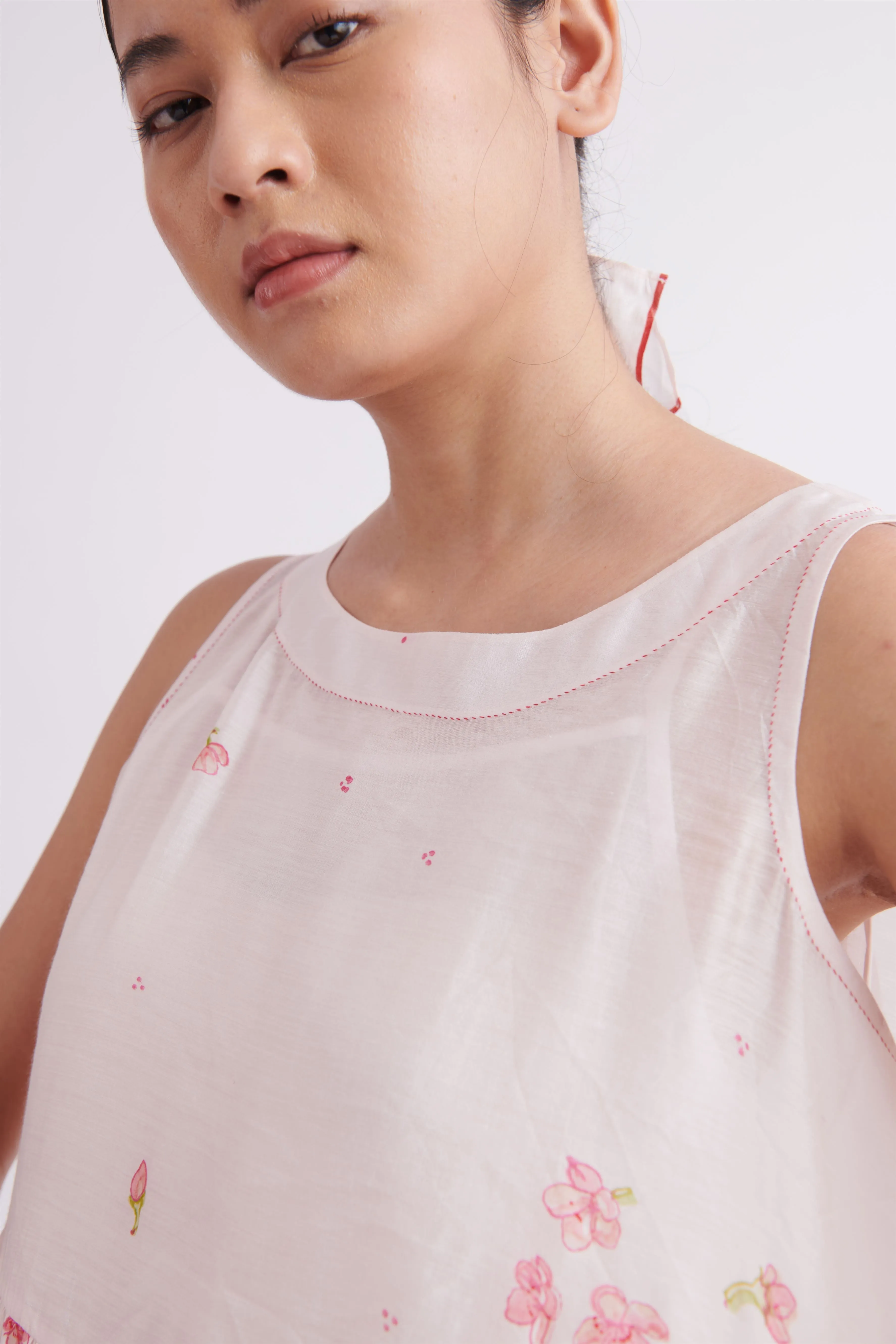 summer dress with slip handloom silk floral print-SS2025-5A-fashion edit-the plavate